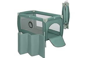 LIONELO Lettino da Viaggio STEFI PLUS Pieghevole, con materasso, 2 Liveli, Lettino da campeggio per bambini 0-3 anni 120 x 67 x 73cm Lettino neonato con Pareti in rete Entrata laterale Route e Borsa