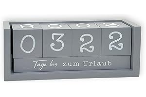 MIK FUNSHOPPING Jahres Countdown Kalender Würfel aus Holz mit Themenleiste - Dauer-Jahre-Tisch-Kalender - Lückenlose Tagezählung bis zu 432 Tagen für Hochzeiten, Geburtstage, Prüfungen und mehr (Grau)