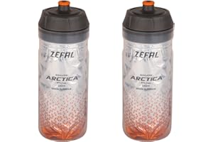 ZEFAL Pack Arctica 55 - Lot de Deux Bidons Vélo 550 ML - Gourde Vélo Isotherme - Inodore et Etanche - Bidon Sport sans BPA - Argent/Orange