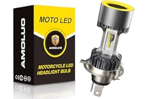 AMOLUO HS1 H4 LED Lampadina Per Fari Moto,Occhi Angelo Intercambiabili a 5 colori,25W DC9-36V Dotato di 4 Aperture Blu,Rosso,Giallo e Verde,Grigio 1 Lampada