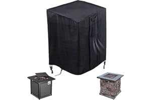 Flymer Feuerschalenabdeckung, quadratisch, 55 x 55 x 89 cm, wasserdicht, reißfest, Polyester-Mischgewebe, Schwarz