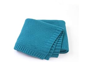 Coperta Bimbo in Maglia per Bambino, Surwin Baby Copertina Neonato Multiuso in Cotone Biologico per Carrozzina Culla Lettino Passeggino (80x100cm,Verde)