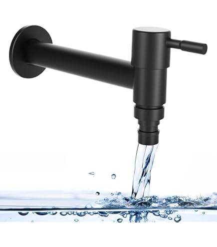 Wandmontage Kraan Mat Zwart Koud Water Tap Wastafel Kraan, Water Tap, Messing G1/2 voor Keukens Badkamer