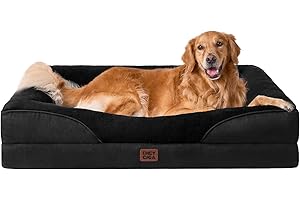 EHEYCIGA Orthopädisches Hundebett Grosse Hunde, 106.5x76x18.5cm, Memory Foam Waschbar und Wasserdicht Hundekorb mit 4 Rändern, Hundesofa Hundecouch rutschfest, Schwarz