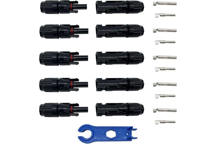 Solar Panel Connector, 5 Pairs of Solar Plugs/Female Connector for Solar Panel Systems Solar Panel Adaptor