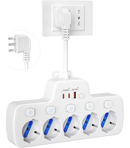 Adaptateur Multiprise Triple Avec Petit Interrupteur 10 A, Avec 3