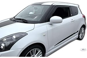 ‎J&J AUTOMOTIVE J&J AUTOMOTIVE Wind Deflectors Suitable for Swift 3-Door 2010-2017, Heko Rain Deflector, Tinted, Set of 2, Front, Aerodynamic