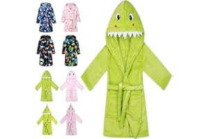 CROOUTN Bademantel Kinder mit Kapuze für Jungen Mädchen Bademäntel Morgenmantel kuschelig warmen und weichen Pyjamas Kleinkind Coral Fleece Hoodie Roben 2-9 Jahre