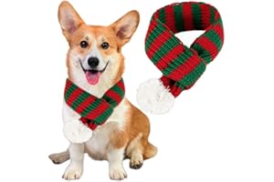 ZTA Dog Knitted Scarf for Dogs Cats Santa Red Green Scarf Winter Neck Warmer Pet Apparel Costume (Medium)