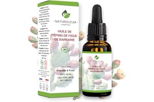 Naturoleum Huile de Pépins de Figue de Barbarie Bio 30ml - Pipette - Bouteille en Verre - 100% Pure, Naturelle, Pressée à Froid - Huile de Figue de Barbarie Bio Visage Anti-Âge et Anti Cerne Bio
