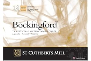 SAUNDERS WATERFORD SERIES ST Cuthberts Bockingford blocco carta per acquerello,collato lato lungo A3,12 fogli, bianco, grana ruvida, 300gm