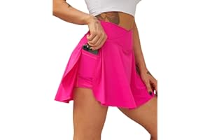 HAWILAND Women Tennis Skirt Athletic Skirts with Shorts Pleated Skirt with Pockets V Waist Skort Workout Golf Skorts