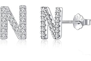 TIZU Orecchini con Lettere in Argento 925 Alberino Orecchini Anallergici per Donna Bambina Ragazza Orecchini Piccoli Iniziali con Zirconi Cubici Idee Regalo per Lei