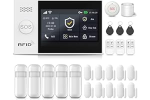 XNH 4G + WLAN Alarmanlage Haus mit 4.3'' Touch Screen, Smart Komplettsysteme mit APP, Sicherheit, Einbrecher System für Haus, 24 Stück - Tür- und Fenstersensoren, Bewegungsmeldern, Fernbedienungen