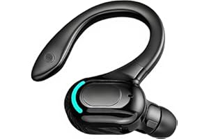 Kryolithm Oreillette Bluetooth sans Fil Mono, Autonomie 20h, V5.2 Kit Main Libre Professionnel avec Micro à ecouteurs de Bruit pour iPhone Android PC, Bureau, Conduite, Sport, oreillette Tour 360°
