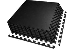 ‎AIRHOP AIRHOP 6 Matten 60x60x1,4cm Extra Dicke robuste Gummierte, rutschfeste Puzzlematte, geeignet für Fitnessstudio und Heimfitness, schwere Trainingsbelastung, bodenschutzmatte Fitness, Schwarz