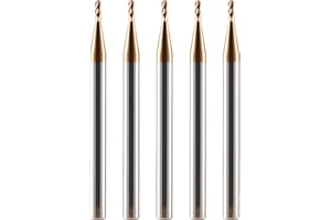 TRVOXVIQ 2 frese a raggio VHM, diametro 1.5 mm, rivestimento AlTiN HRC 55, punte a sfera in metallo duro, fresa CNC a 2 denti, per metallo(5 pezzi)