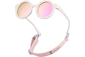 COCOSAND Polarized Baby Sunglasses with Strap Soft Silicone Nose Pads Flexible for 0-24 Months Infant Toddler Girl Boy