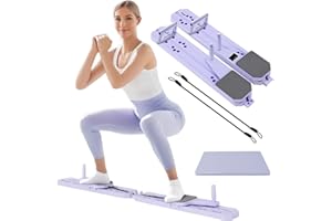 FUNTHY Pilates Reformer Machine, Ab Roller Board, 6-in-1 Multifunctional Abdominal Plate, Detachable Ab Trainer Machine, Multifunctional Push-Up Board, Resistance Bands, LED Timer & Calorie Display