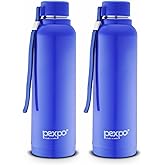 Pexpo Stereo 900 PU Insulated Water Bottle for Adult - 680ml | Wide Mouth Cap | Leakproof & BPA Free| Stainless Steel | Carry Loop | for School, Sport