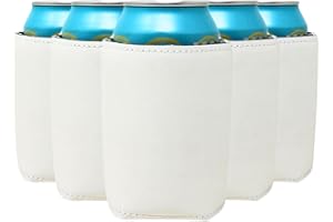 TahoeBay Leatherette Can Cooler Sleeves (12-Pack) Faux Leather Bulk Beer and Soda Neoprene Coolers for Cans - 12oz Blanks for Heat Transfer Vinyl - Plain Groomsmen Gifts Party Favors (White)