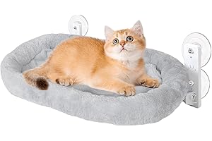 DOKENO Hamak dla kota na okno, legowisko dla kota, łóżko dla kota z wygodną matą, solidna podstawa dla kota do 15 kg, łatwy montaż, idealny do wnętrz - 52 x 30 cm (szary)