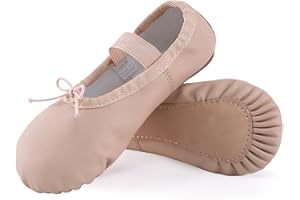 ZDQ Zapatillas Ballet Niña Cuero Zapatos Danza Mujer Calzado de Danza Gimnasia Yoga Prada para Niños y Adultos Tallas 22-44 EU