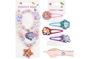TYDEUS Niña Joyas Conjunto, 6 Piezas Collar Pulsera Horquillas Pelo Niña, Dibujos Animales Conjunto de Accesorios Pelo Joyas, Multicolor Linda Horquilla Accesorios Pelo Regalo Juguete para Niñas