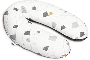 doomoo Coussin de Grossesse & Coussin Allaitement Buddy - Ultra Confort pour Dormir pendant la Grossesse - Soulage dos, jambes & ventre - Housse Bio & Oeko-Tex, Bear Grey