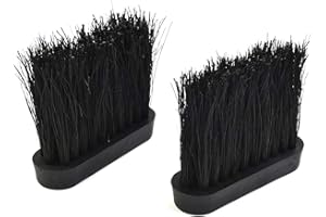 URPIZY 2 Stück Ersatzbesen für Kaminbesteck mit Weichen Borsten(Borstenla¨nge = 7cm) und Bohrlo 3/8 Kaminbürste Länglicher Herdbürstenkopf Borsten Kamin Besen, 9.8x3.2x1.5cm, Schwarz