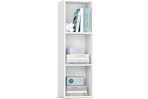 VASAGLE Libreria, Scaffale Libreria a 3 Ripiani, Scaffale Portaoggetti, Scomparti Aperti, 24 x 30 x 94,8 cm, per Soggiorno Studio Camera da Letto, Bianco Nuvola LBC433W01
