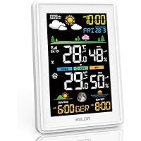 Konsen Wetterstation Farbdisplay mit Außensensor für innen-außen, DCF-Funkuhr Multifunktionale Thermometer-Hygrometer…