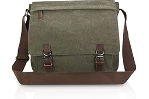 FANDARE Torba na ramię w stylu retro, płócienna torba kurierska dla mężczyzn, listonosz, torba crossbody, torebka na laptopa 32.8 cm, torba biznesowa, torba na podróż, do szkoły, na uczelnię, torba na