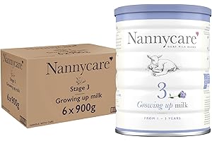Nannycare Stage 3 Goat Milk Growing up Formula for 1-3 years - Natural Nutrition for Toddlers, Gentle Goat Milk Baby Formula Powder - 900g (Pack of 6)
