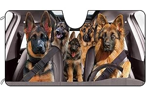 BAGEYOU Car Front Windshield Sunshade German Shepherd Dogs Decor Vehicle Sun Shade Visor UV Ray Reflector Sun Protector, Keep Vehicle Cool, 51" x 26.8"
