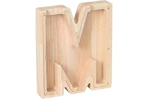 LAUREL & MASON Wooden Money Box Piggy Bank - Large Personalised Letter Solid Wood Piggy Bank Coin Saving Birthday Decorations - Letter Money Box for Kids and Adults (M)