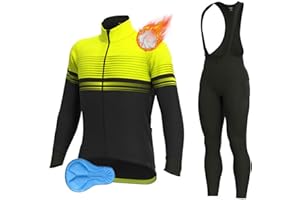 Ridbuon Abbigliamento Ciclismo Uomo Invernale Tute Da Ciclismo Completino Ciclismo Maglia Bici Termico Uomo Pantaloni Imbottiti Con 3D Gel Traspirante Sportivo