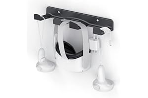 HomeMount VR - Soporte de pared para Oculus Quest 2/Rift, Valve Index, HTC Vive, PSVR, ahorro de espacio para auriculares y controlador con esquinas redondeadas (negro)