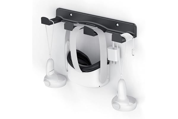 HomeMount Support Mural de Rangement pour Casque VR - Compatible avec Meta/Oculus Quest 2/Quest/Rift/Rift S/Valve Index/HTC Vive/HP Reverb G2/ Playstation VR, Porte-Manette de Jeu (noir)
