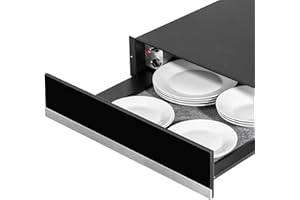 DELLONDA Baridi 60cm Built-In Warming Drawer, Push-to-Open, Anti-Slip Mat, Black/Stainless Steel - DH202