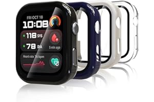 Bigqin 4 Stück Schutzhülle Kompatibel mit Huawei Watch D2, Hart PC Hülle mit Displayschutzfolie, HD Case Cover mit gehärtetem Glas - Weiß/Schwarz/Blau/Transparent