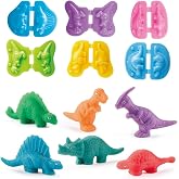 Knete Zubehör Dinosaurier Knetwerkzeug | 5 Portionen farbige Knete und 6 Dino-Werkzeuge zum kreativen Gestalten, kompakt verp