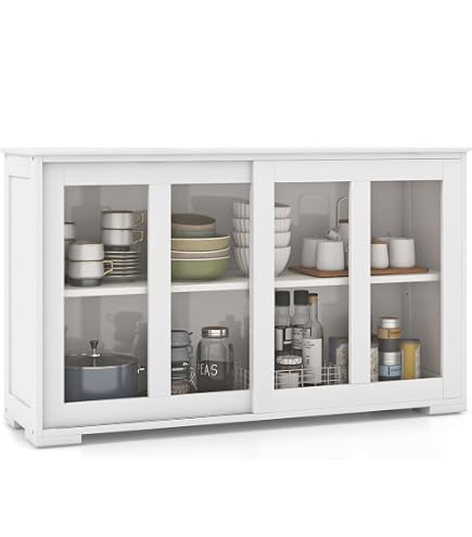 Credenza Scorrevole Relax4Life – Mobile Bar Con 4 Ripiani Regolabili, Antiribaltamento, Stile Rustico, Per Soggiorno, Cucina E Ingresso