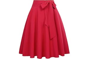 Belle Poque Femme Jupe Taille Haute Pin Up Plissée Jupe Trapèze Mi Longue Rétro BP560