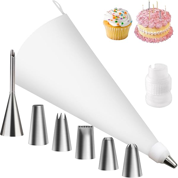 Set Sac &agrave; Poche Professionale - 100 Sacchetti USA E Getta + 6 Beccucci In Acciaio Per Decorare Torte