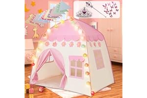 Labeol Princess Castle Play Tent Large Kids Play House for Indoor and Outdoor with Cotton Ball Lights Crown Magic Wand Safety Non-toxic Great Gift for Girls 130 * 100 * 130