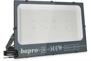 bapro 500W Focos LED Exterior, 50000LM Alto Brillo Proyector LED Exterior IP66 Impermeable, 6000K Blanco Frío Focos LED Floodlight Exterior Iluminación de Seguridad para Jardín, Garaje, Hotel, Patio