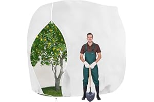 MYOWELL Winterschutz für Pflanzen - 200x240cm Frostschutz Kübelpflanzensack, Lichtdurchlässig und Atmungsaktiv für Palmen, Olivenbaum, Obstbäume (Weiß, mit Reißverschluss und Zugband