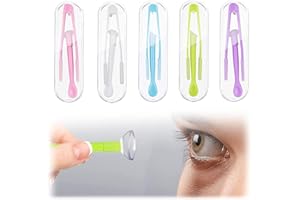 PCSFOE 5 Stück Kontaktlinsen Einsetzhilfe,Kontaktlinsen Entferner,Kontaktlinsen Sauger,Kontaktlinsen Pinzette,Kontaktlinsen Einsetzhilfe Weiche Linsen Mit Flaschen Ohne Entlüftung Und Pinzette