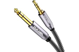DuKabel 3.5mm auf 6.35mm Audio Klinkenkabel 1/4 TRS Stecker auf 1/8 TRS Stecker Stereo Aux Instrumentenkabel für Bassverstärker, Mischpult, Synthesizer, E-Piano, E-Gitarre, Recorder - 1.2m